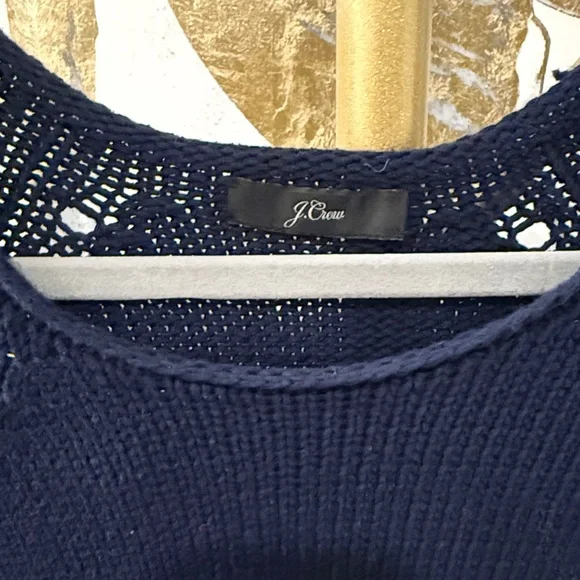 J.CREW NWOT Navy Blue Women's Sweater pointelle -knit layer preppy - Picture 11 of 12
